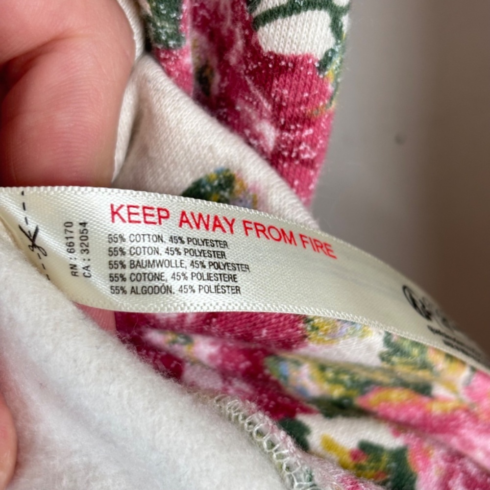 Anthropologie Daily Practice Floral Hoodie M Beige Cottage Boho Lounge Spring - Picture 9 of 12